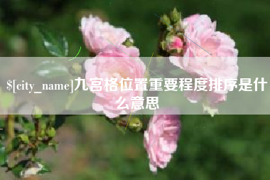 莱芜九宫格位置重要程度排序是什么意思